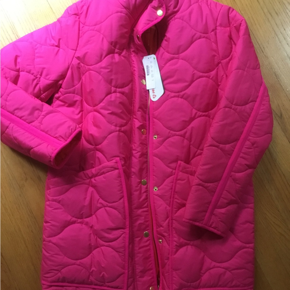 J Crew Medium pink quilted cocoon jacket
